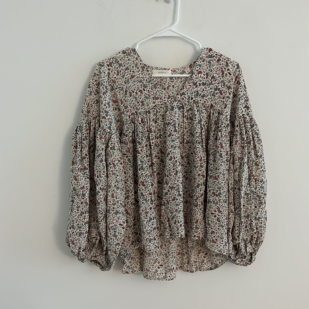 NWT Doen silk savona top in cream salt claude paisley - Picture 3 of 8